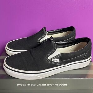 Vans Black and White Slip-On Sneakers
